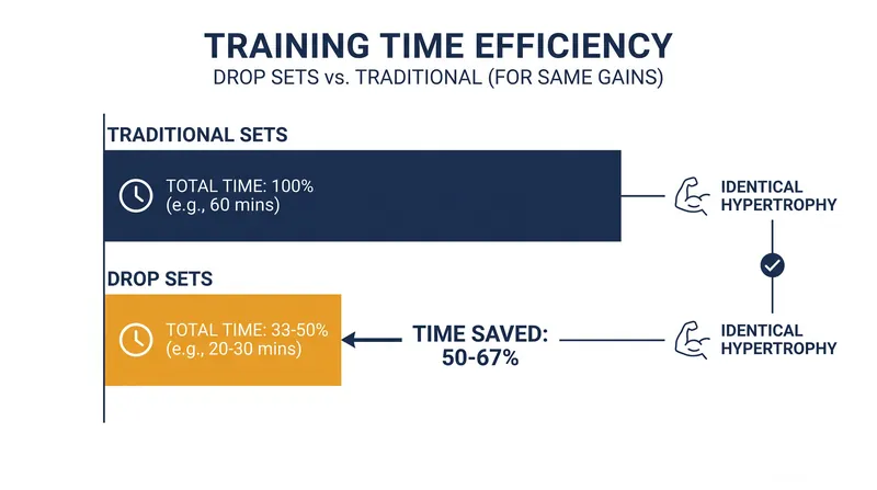Drop sets can cut training time by up to two-thirds while delivering the same muscle growth.