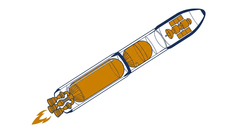The H3 rocket utilizes a modular design and an expander bleed cycle engine to reduce part counts and lower launch costs.