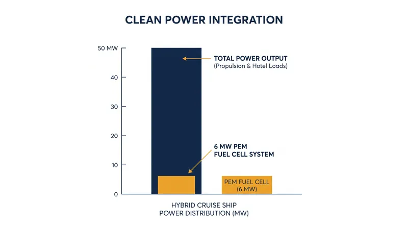 First-generation hydrogen systems operate in a hybrid capacity, handling hotel loads and low-speed maneuvering.