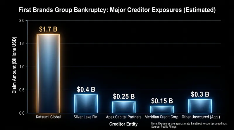 Major financial institutions and lenders held massive unsecured exposures to the auto parts conglomerate.