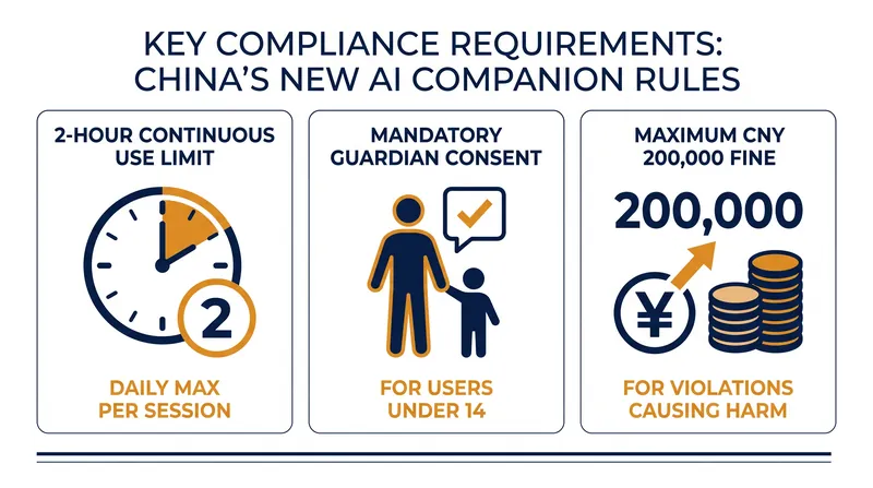 Key compliance thresholds and penalties under the Interim Measures for Anthropomorphic AI.