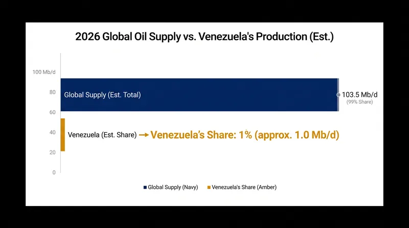 Venezuela's diminished share of global oil supply insulated markets from the shock of the January 2026 intervention.