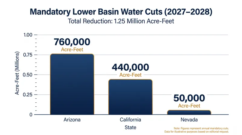 The federal guidelines mandate significant water consumption reductions for Arizona, California, and Nevada.