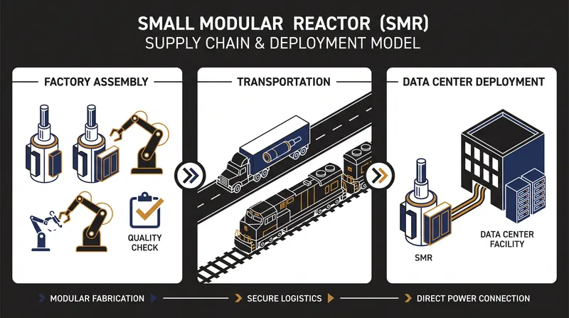 Small Modular Reactors (SMRs) are designed to be factory-built and deployed directly to data center sites, bypassing traditional grid bottlenecks.