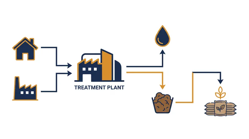 How household and industrial wastewater becomes bagged fertilizer.