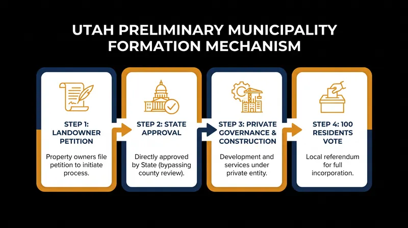 How the preliminary municipality process bypasses traditional county zoning.