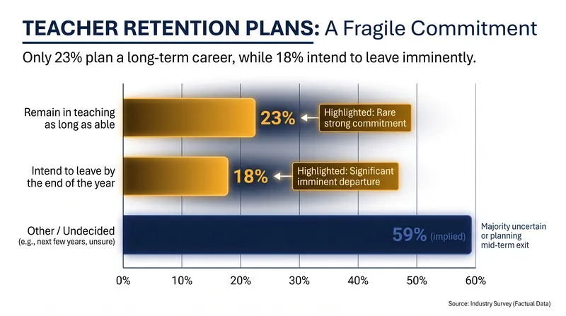 Only a fraction of current educators plan to remain in the profession for the duration of their careers.