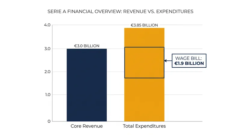 Serie A's €1.9 billion wage bill remains the primary driver of the league's massive annual expenditures.