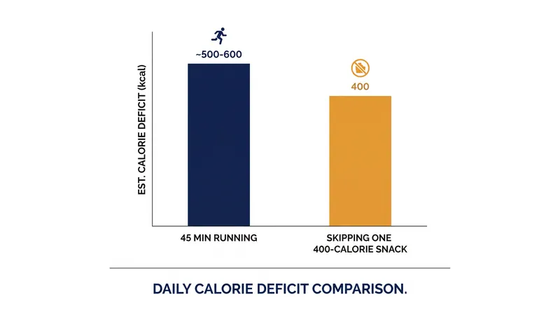Creating a caloric deficit is significantly faster through dietary choices than through physical activity.
