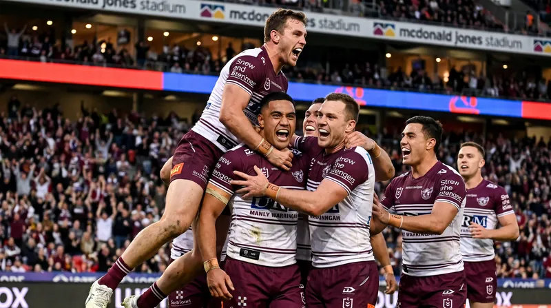 Manly's outside backs ran rings around the Newcastle defense, amassing massive run metres in the second half.