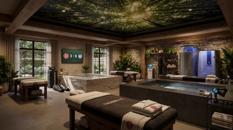 Recovery spaces inside the facility were designed with a spa-like atmosphere, including a meditation room with a forest-painted ceiling.