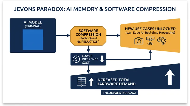 The Jevons Paradox suggests that making AI inference more memory-efficient will ultimately increase total global compute demand.