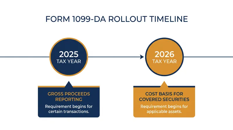 The phased rollout of digital asset broker reporting requirements.