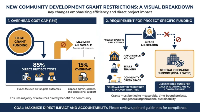 Under the proposal, large banks must document that community development grant recipients keep overhead costs at or below 15 percent.
