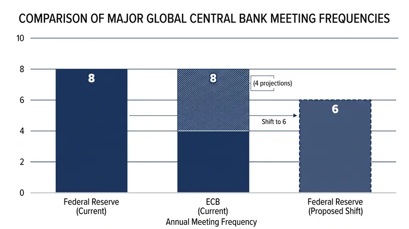 A reduction to six meetings would bring the Fed more closely in line with the communication frequency of global peers.