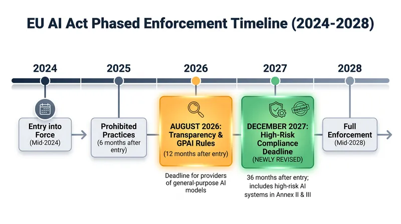The Digital Omnibus package extended the compliance runway for high-risk systems, while keeping transparency rules on schedule.