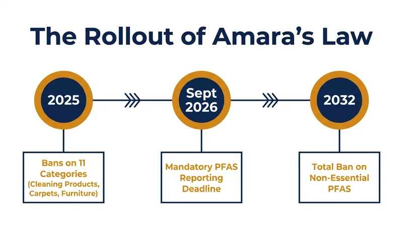 The three-phase implementation of Minnesota's nation-leading PFAS legislation.