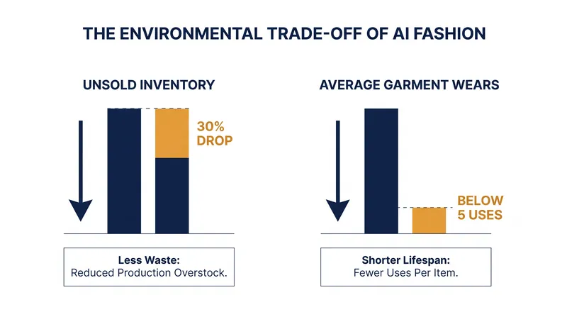 While AI reduces front-end overproduction, it accelerates back-end disposal through rapid trend obsolescence.