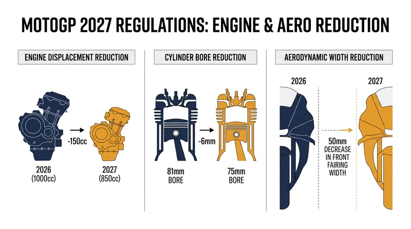 The 2027 rulebook forces a smaller engine footprint and narrower aerodynamics to curb cornering speeds.