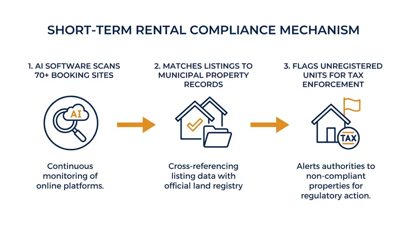 How municipal compliance software identifies unregistered short-term rentals.