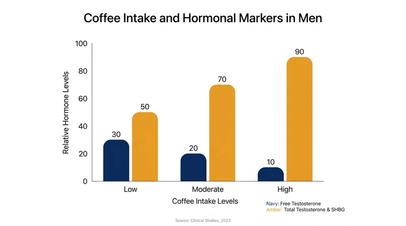 In men, higher coffee intake was associated with increased total testosterone and SHBG, creating a complex but metabolically favorable endocrine environment.