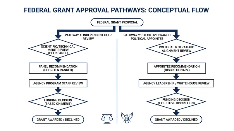 The structural pathways of federal grant approval.