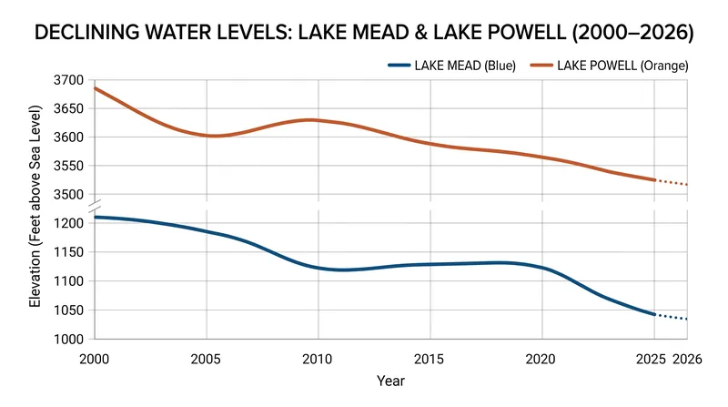 Reservoir levels have plummeted during the 21st-century 'hot drought'.