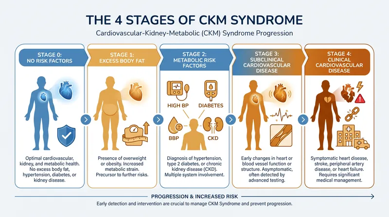 The new four-stage classification system for Cardiovascular-Kidney-Metabolic (CKM) syndrome.