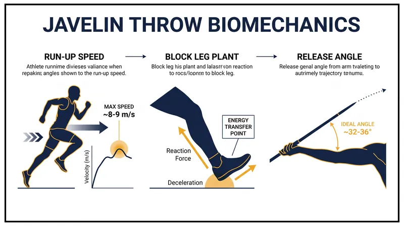 The biomechanics of a javelin throw rely heavily on the block leg to transfer kinetic energy into the upper body.