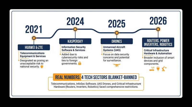 The Covered List has evolved from targeting specific companies to blacklisting entire technology sectors.