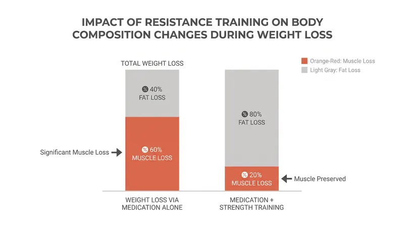 Resistance training is critical for mitigating the muscle loss frequently seen with rapid medical weight loss.