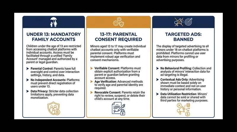 The CHATBOT Act introduces strict age-gated requirements for AI usage.
