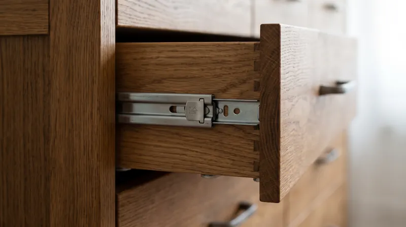 Interlocking drawer systems physically prevent multiple drawers from opening simultaneously, keeping the center of gravity safely over the base.