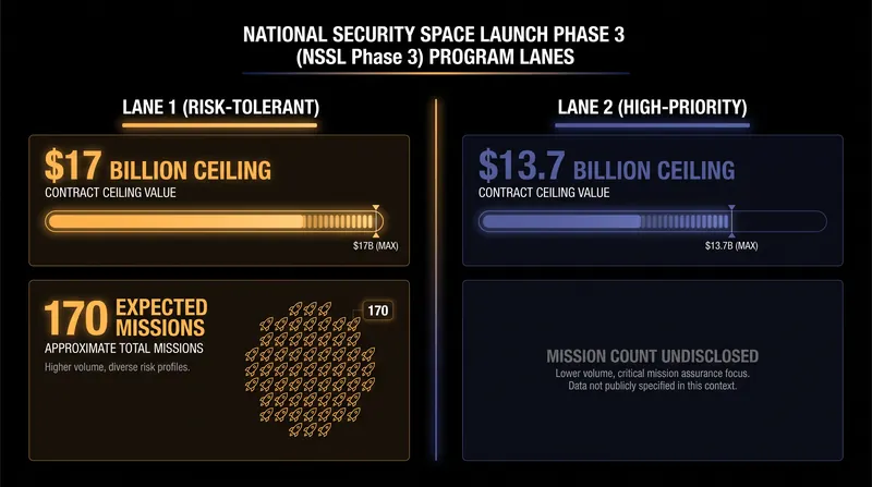 The dual-lane structure of the National Security Space Launch Phase 3 program.