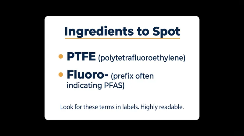 Common terms used to identify intentionally added PFAS on cosmetic labels.
