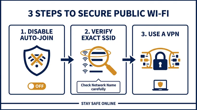 Basic digital hygiene can neutralize the threat of rogue access points in public spaces.