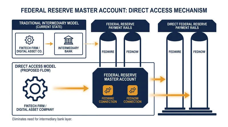 How direct access to Federal Reserve master accounts bypasses traditional intermediary banks.