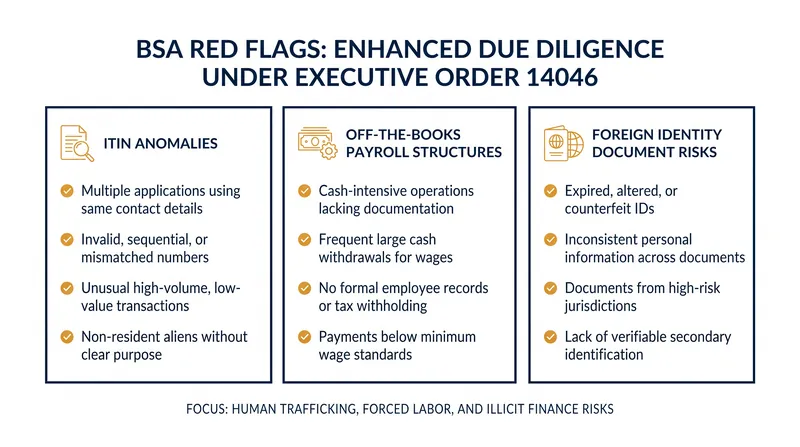 New compliance red flags targeting unauthorized employment and illicit finance.