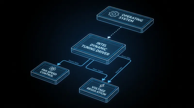 Because passive cooling is insufficient, laptops rely on software frameworks like Intel DTT to actively balance power, heat, and fan acoustics.