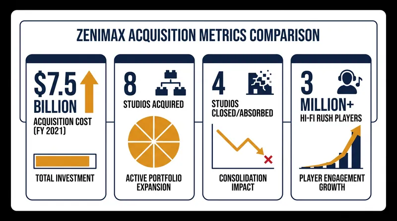 The financial footprint of the ZeniMax Media acquisition and subsequent studio closures.