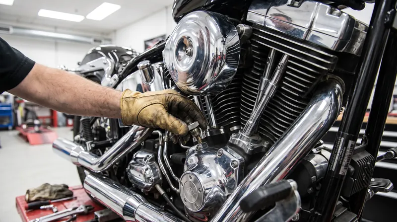 Mechanics advise riders to loosen the dipstick slowly to allow any trapped pressure to safely hiss out before fully removing it.