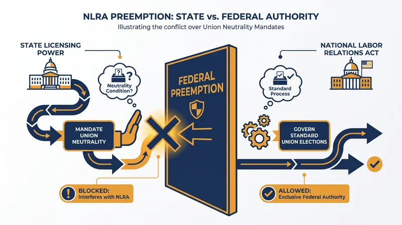 How federal preemption blocks state-level labor mandates from overriding the National Labor Relations Act.