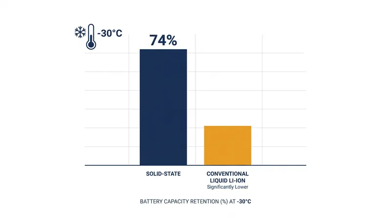 Solid-state architectures demonstrate significant thermal resilience in freezing environments.