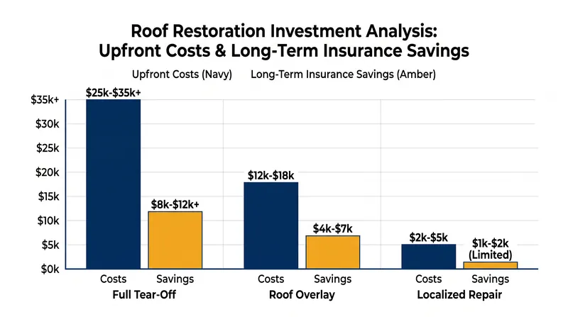 While localized repairs offer the lowest upfront cost, full tear-offs unlock the highest wind mitigation insurance discounts.