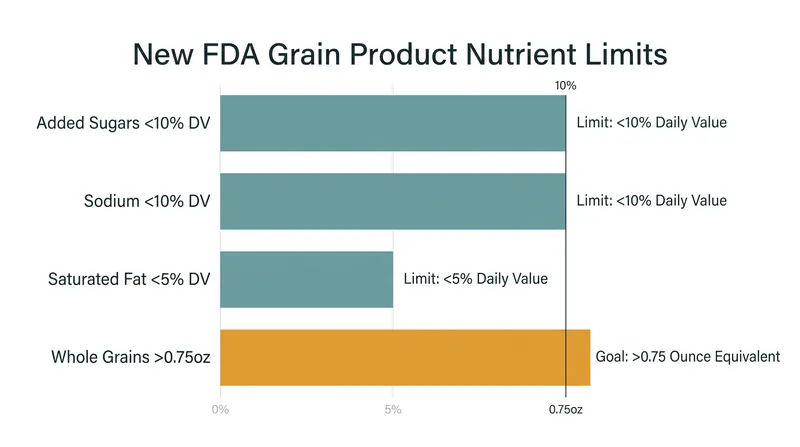 Under the new rule, grain products must meet strict food-group equivalents while capping added sugars and sodium.