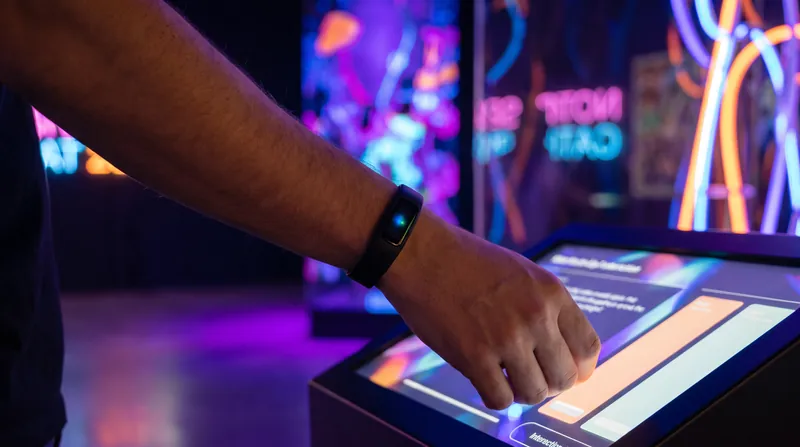 Visitors wear biometric sensors that feed their heart rate and skin temperature back into the museum's AI.