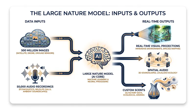 How Dataland's Large Nature Model processes ecological data into multisensory art.