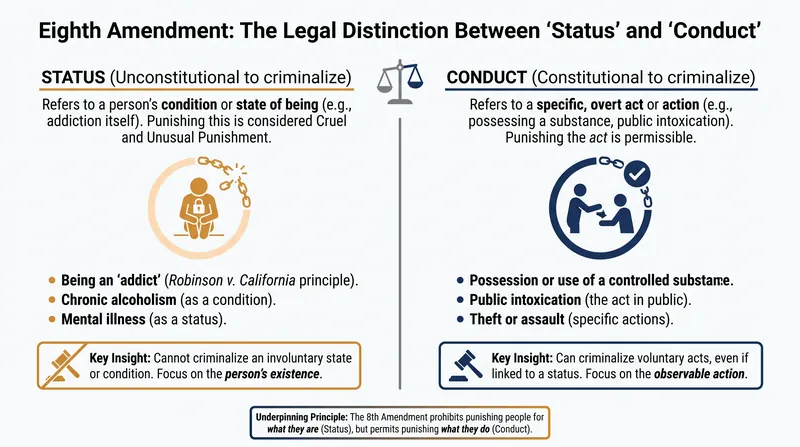 The majority opinion distinguished between punishing a person's inherent status and punishing specific actions.