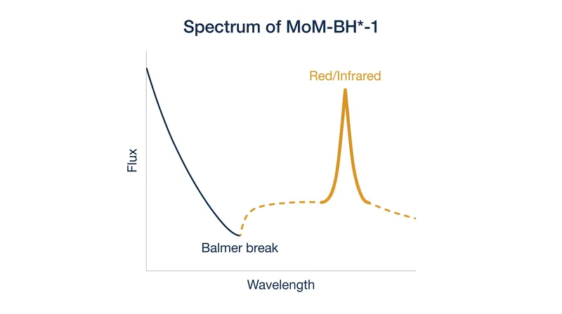 The extreme Balmer break that revealed MoM-BH*-1's true nature.
