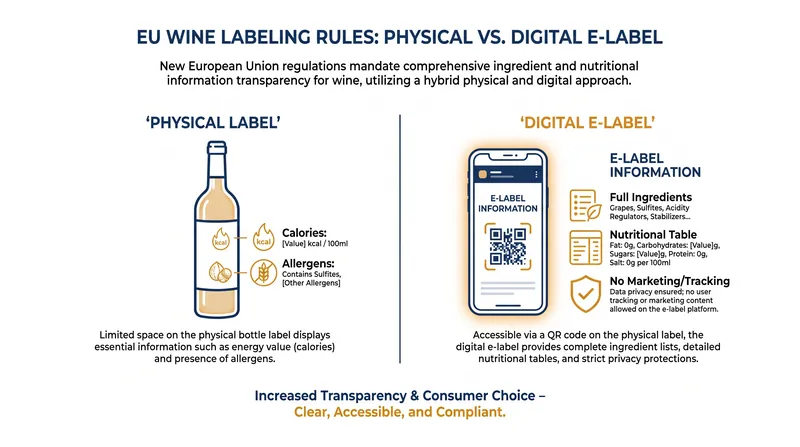 The bifurcated labeling system separates immediate health warnings from comprehensive chemical data.